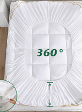 Royal Angler Mattress Topper 160X200 Premium Cotton 300TC with Fitted Sheet Style