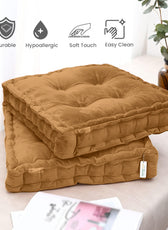 Serenity Velvet Multipurpose Seat Cushion 40x40cm  Pack of 2  Square Shape Seating - Cotton Home