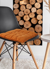 Velvet Slip Free Tufted  Chair Cushion Tan 40x40cm - Cotton Home