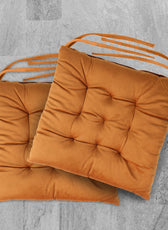 Velvet Slip Free Tufted  Chair Cushion Tan 40x40cm - Pack of 2 - Cotton Home