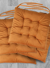 Velvet Slip Free Tufted  Chair Cushion Tan 40x40cm - Pack of 4 - Cotton Home