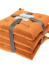 Velvet Slip Free Tufted  Chair Cushion Tan 40x40cm - Pack of 4 - Cotton Home