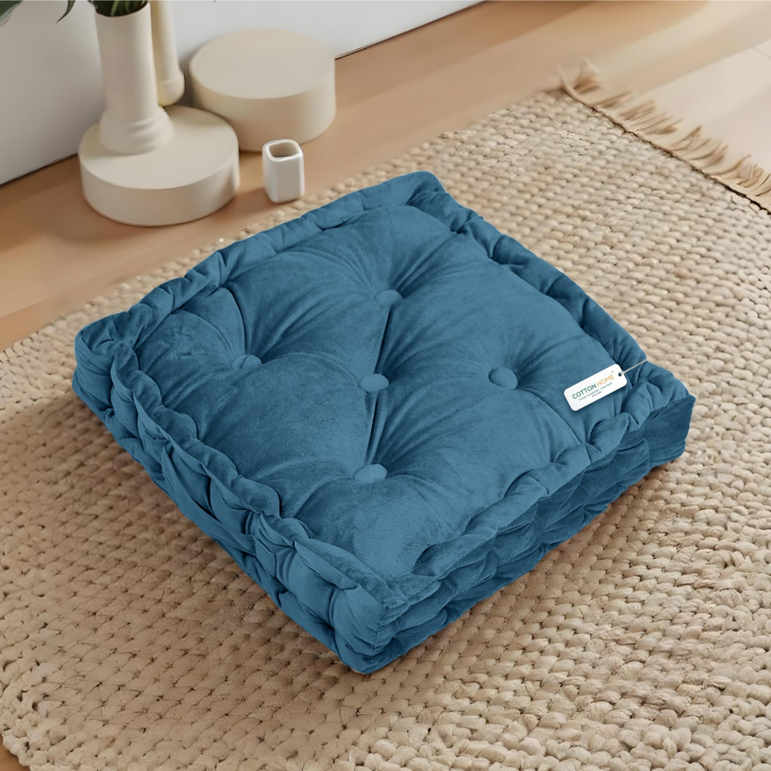 Serenity Velvet Multipurpose Seat Cushion 40x40cm  Pack of 2  Square Shape Seating - Cotton Home