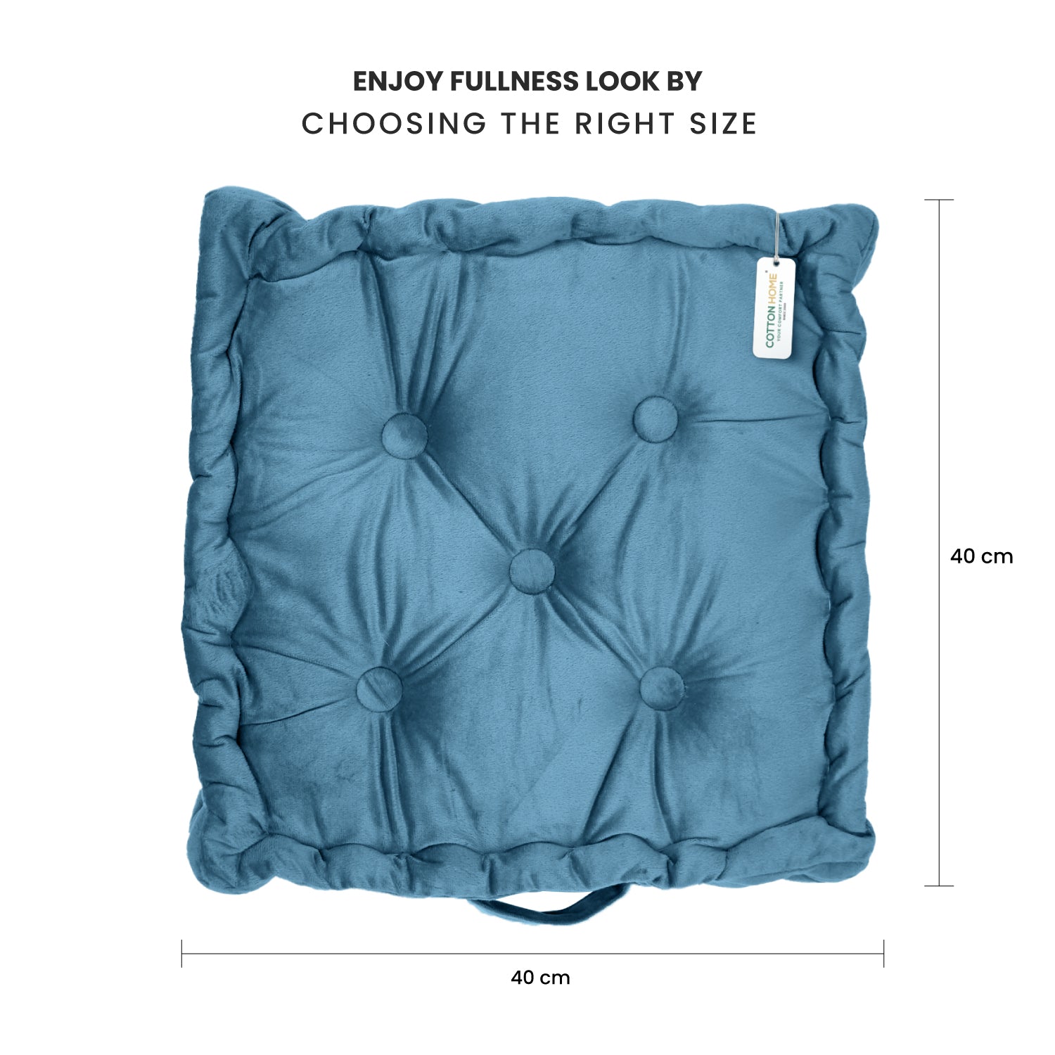 Serenity Velvet Multipurpose Seat Cushion 40x40cm  Pack of 2  Square Shape Seating - Cotton Home