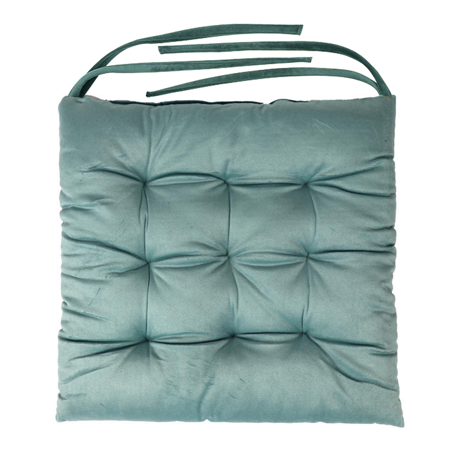 Velvet Slip Free Tufted  Chair Cushion Teal 40x40cm - Pack of 2 - Cotton Home