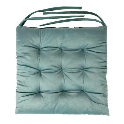 Velvet Slip Free Tufted  Chair Cushion Teal 40x40cm - Pack of 2 - Cotton Home