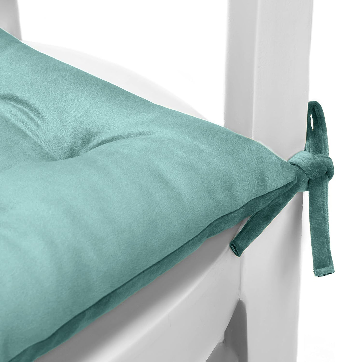 Velvet Slip Free Tufted  Chair Cushion Teal 40x40cm - Pack of 2 - Cotton Home