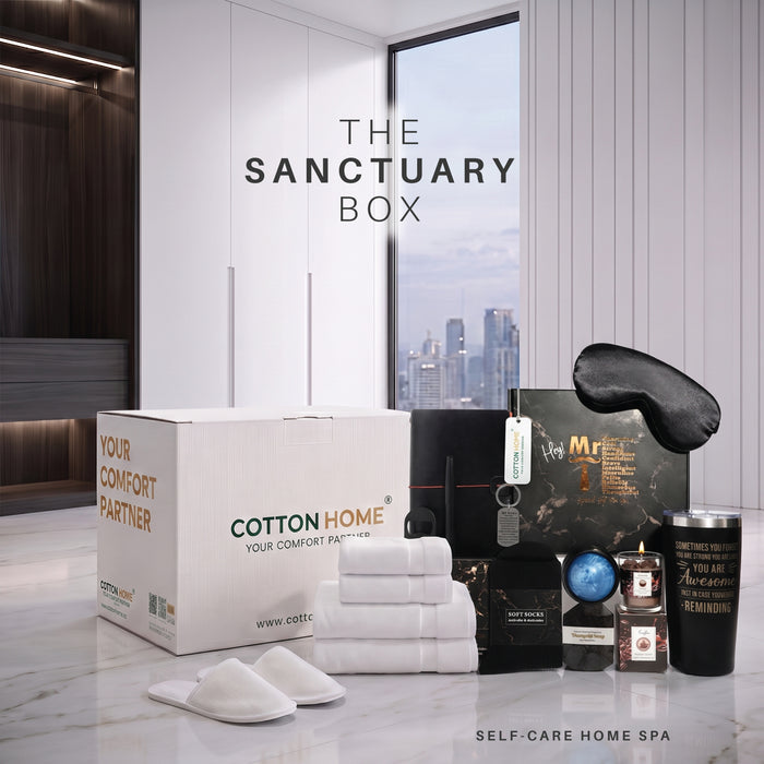 The Sanctuary Box Set – Luxury Home & Bath Gift Bundle Self Care Home Spa Black
