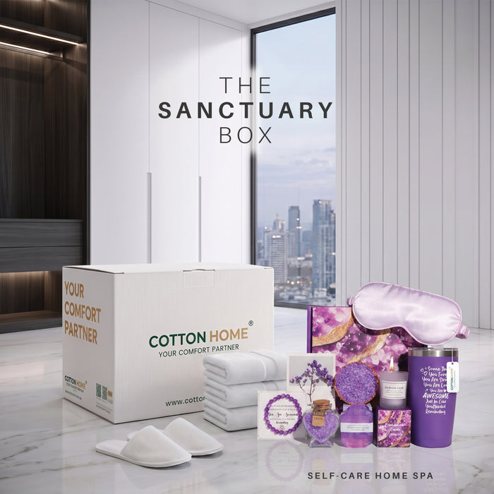 The Sanctuary Box Set – Luxury Home & Bath Gift Bundle Self Care Home Spa Purple