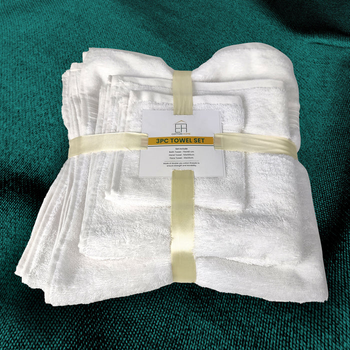 3pc Towel Combo Set - White - Cotton Home