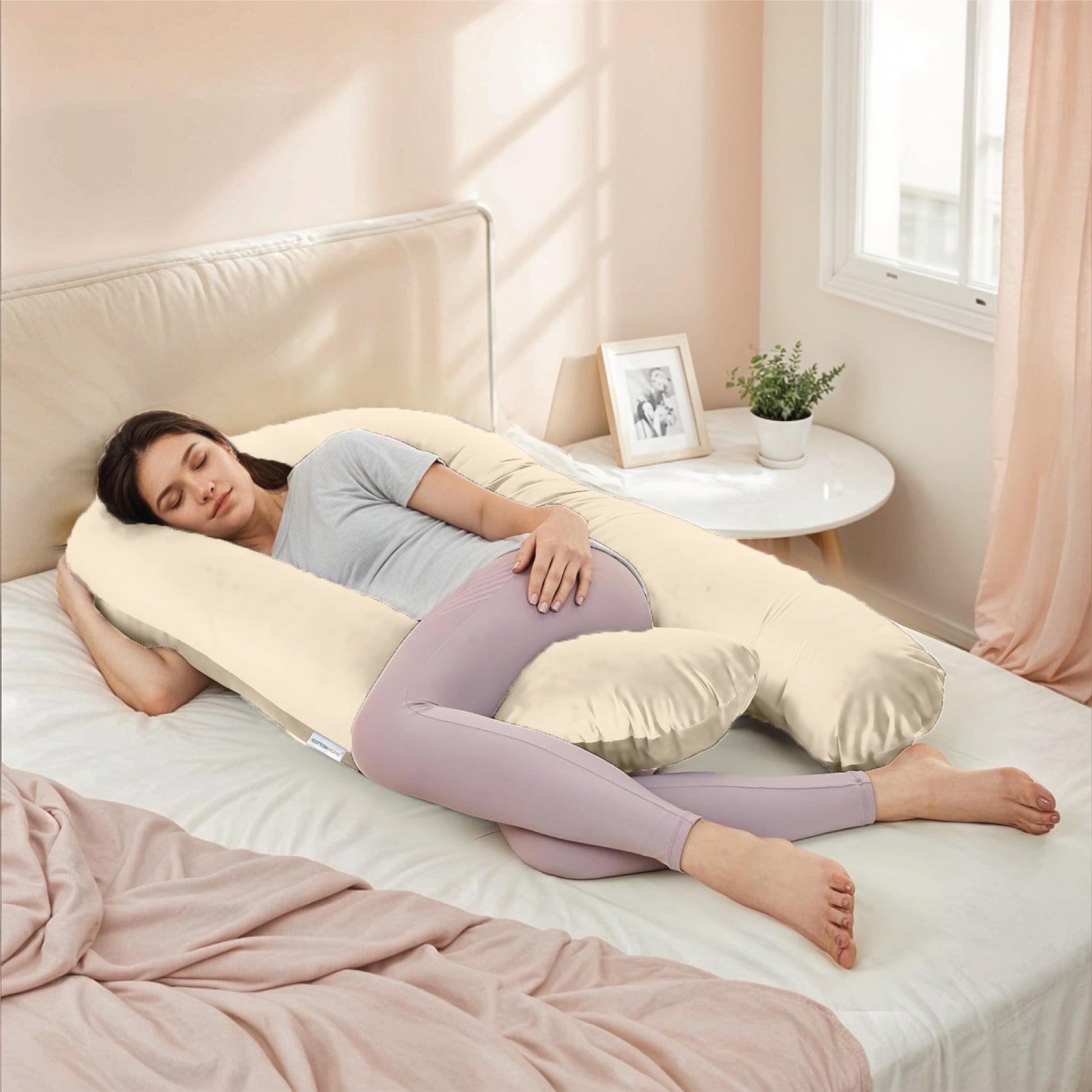 Serenity Velvet Pregnancy Pillow U-Shape Full Body Pillow  With Removable Cover - Cotton Home