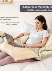Serenity Velvet Pregnancy Pillow U-Shape Full Body Pillow  With Removable Cover Ivory - Cotton Home