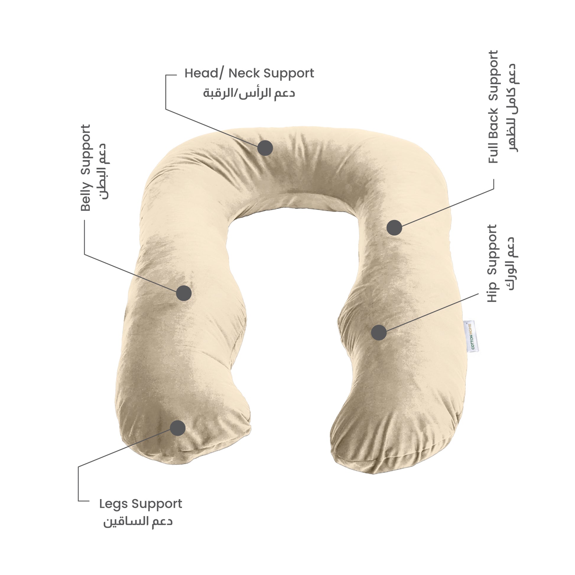 Serenity Velvet Pregnancy Pillow U-Shape Full Body Pillow  With Removable Cover - Cotton Home