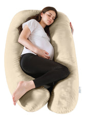 Serenity Velvet Pregnancy Pillow U-Shape Full Body Pillow  With Removable Cover - Cotton Home