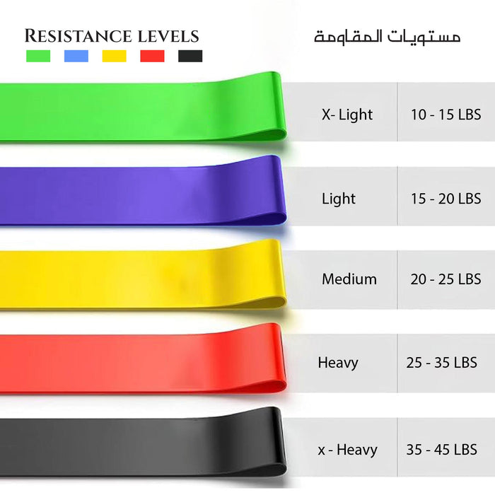 Exercise Resistance Bands Set – Pack of 5 Multi-Level Workout Loops for Strength & Flexibility