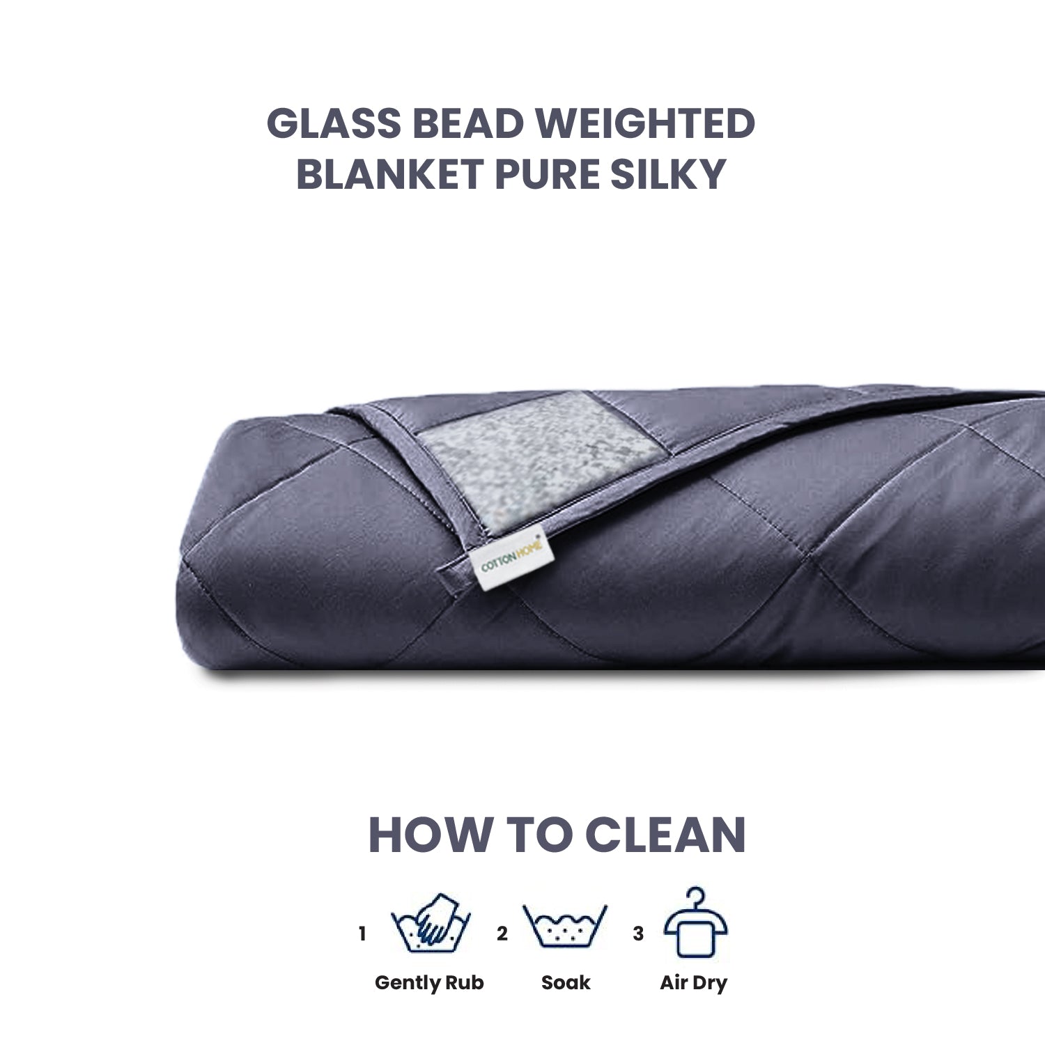 Premium Cotton Weighted Blanket with Glass Beed 6.8kg 150cm x 200cm Grey