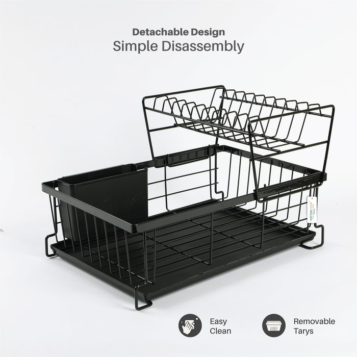 Black Compact Kitchen Counter Rack with Drain Board & Utensil Holder