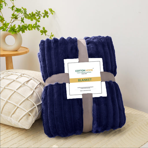 Plush Stripe Blanket Queen Size 220x240 Brown - Cotton Home