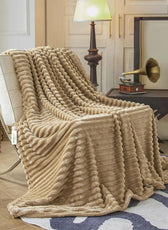 Plush Stripe Blanket Queen Size 220x240 Brown - Cotton Home