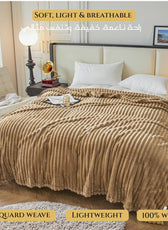 Plush Stripe Blanket Queen Size 220x240 Brown - Cotton Home