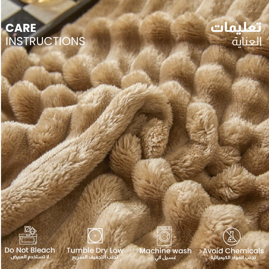 Plush Stripe Blanket Queen Size 220x240 Brown - Cotton Home