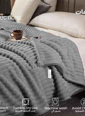Plush Stripe Blanket Queen Size 220x240 Grey - Cotton Home