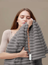 Plush Stripe Blanket Queen Size 220x240 Grey - Cotton Home