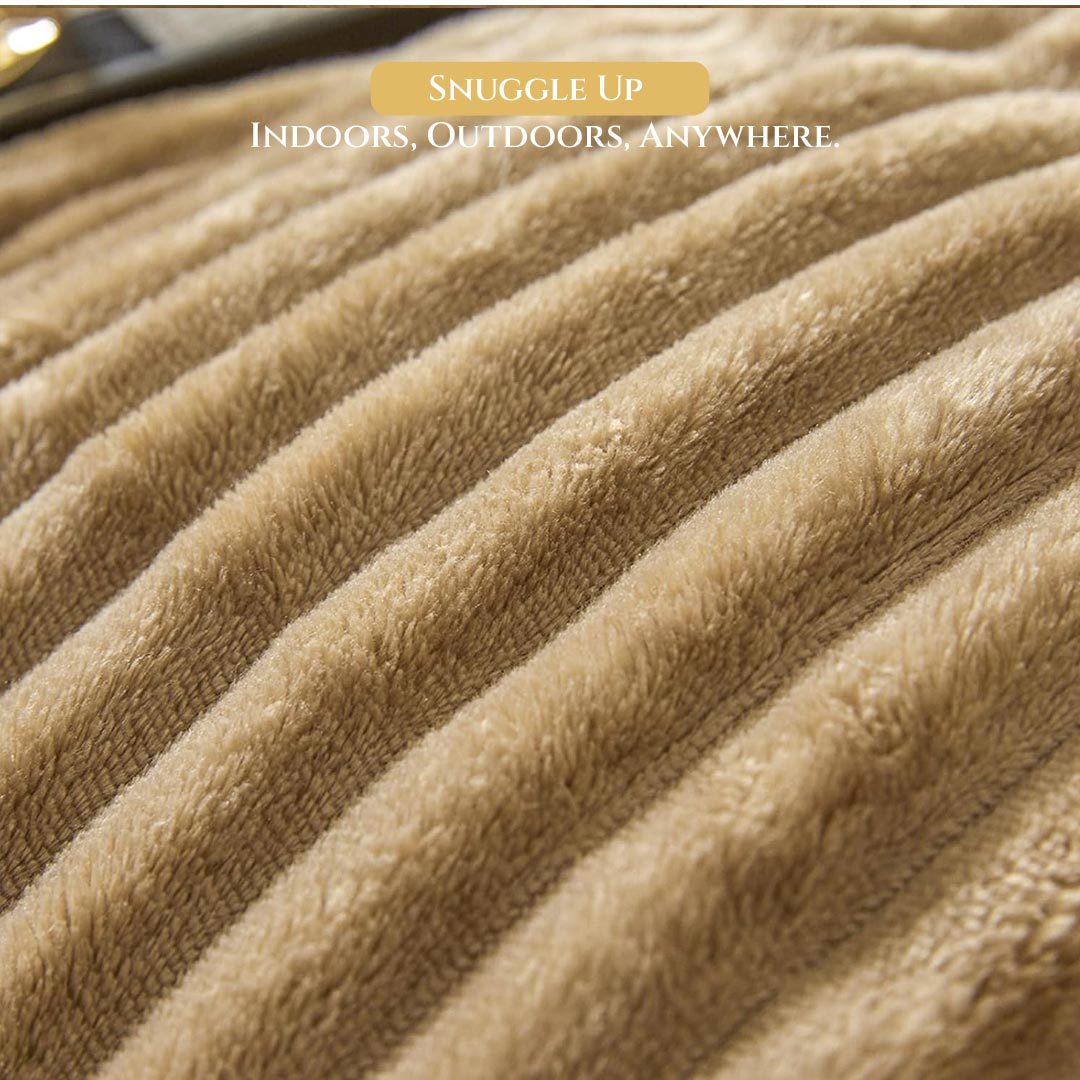 Plush Stripe Blanket Queen Size 220x240 Brown - Cotton Home