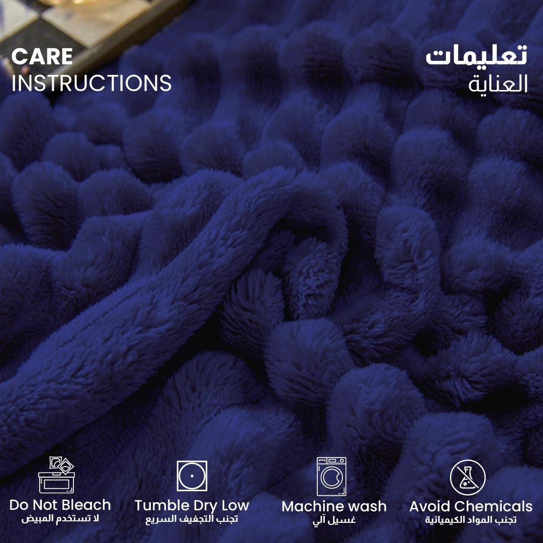 Plush Stripe Blanket Queen Size 220x240 Royal Blue - Cotton Home