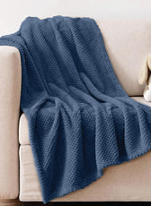 Tranquil Plaid Blanket Single Size 150x220 Metallic Blue - Cotton Home