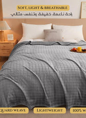 Elegant Square Design Blanket Single 150x220 Size Silver - Cotton Home
