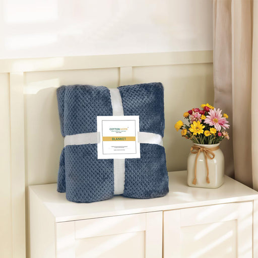 Tranquil Plaid Blanket Single Size 150x220 Dark Grey - Cotton Home