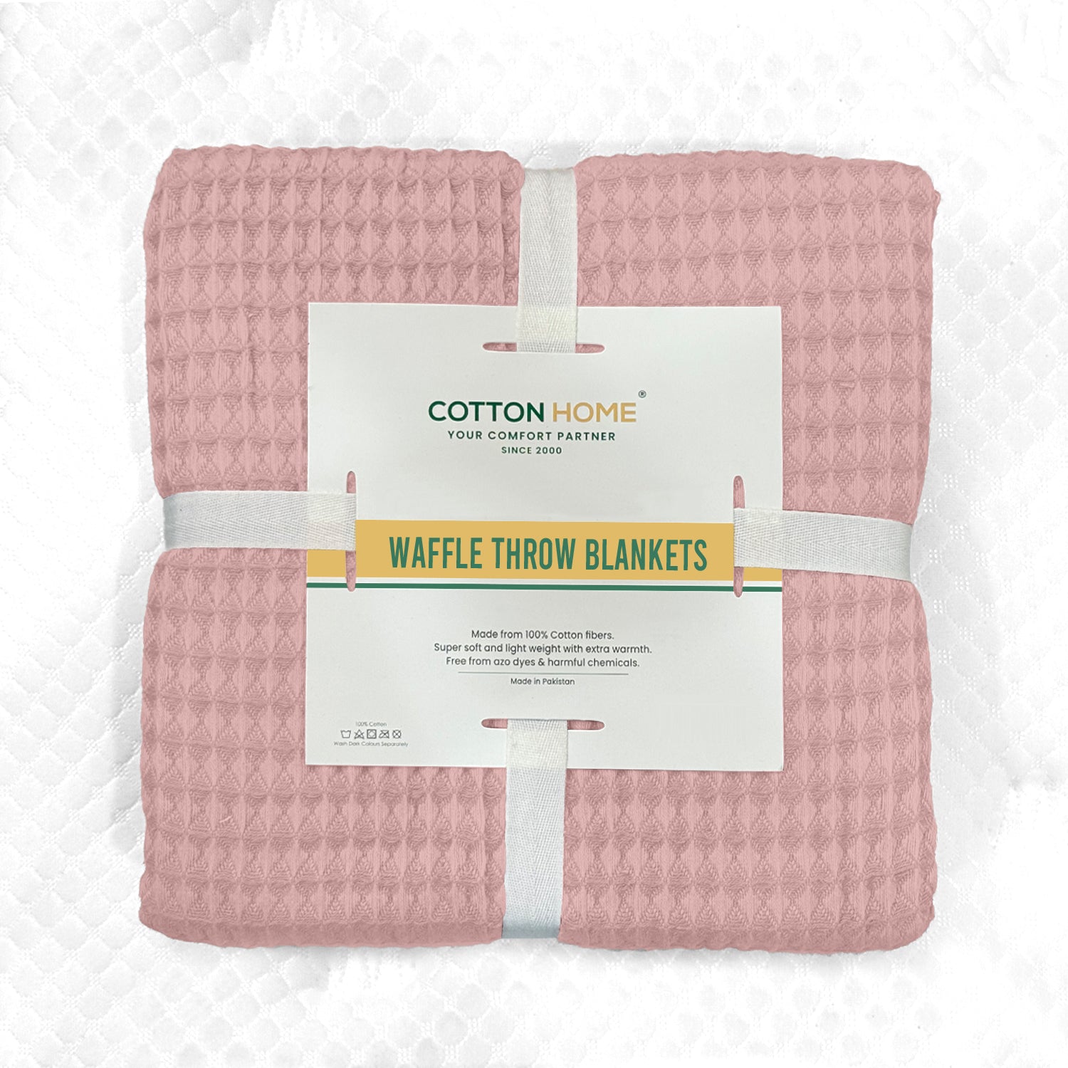Waffle Weave Blanket 100% Cotton Geometric Throw Blanket 150x220 Pink