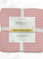 Waffle Weave Blanket 100% Cotton Geometric Throw Blanket 200x230 Pink