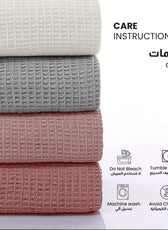 Waffle Weave Blanket 100% Cotton Geometric Throw Blanket 150x220 Pink