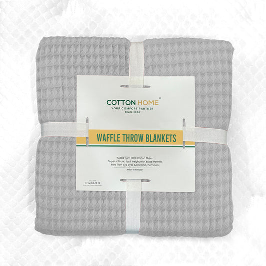 Waffle Weave Blanket 100% Cotton Geometric Throw Blanket 150x220 Silver