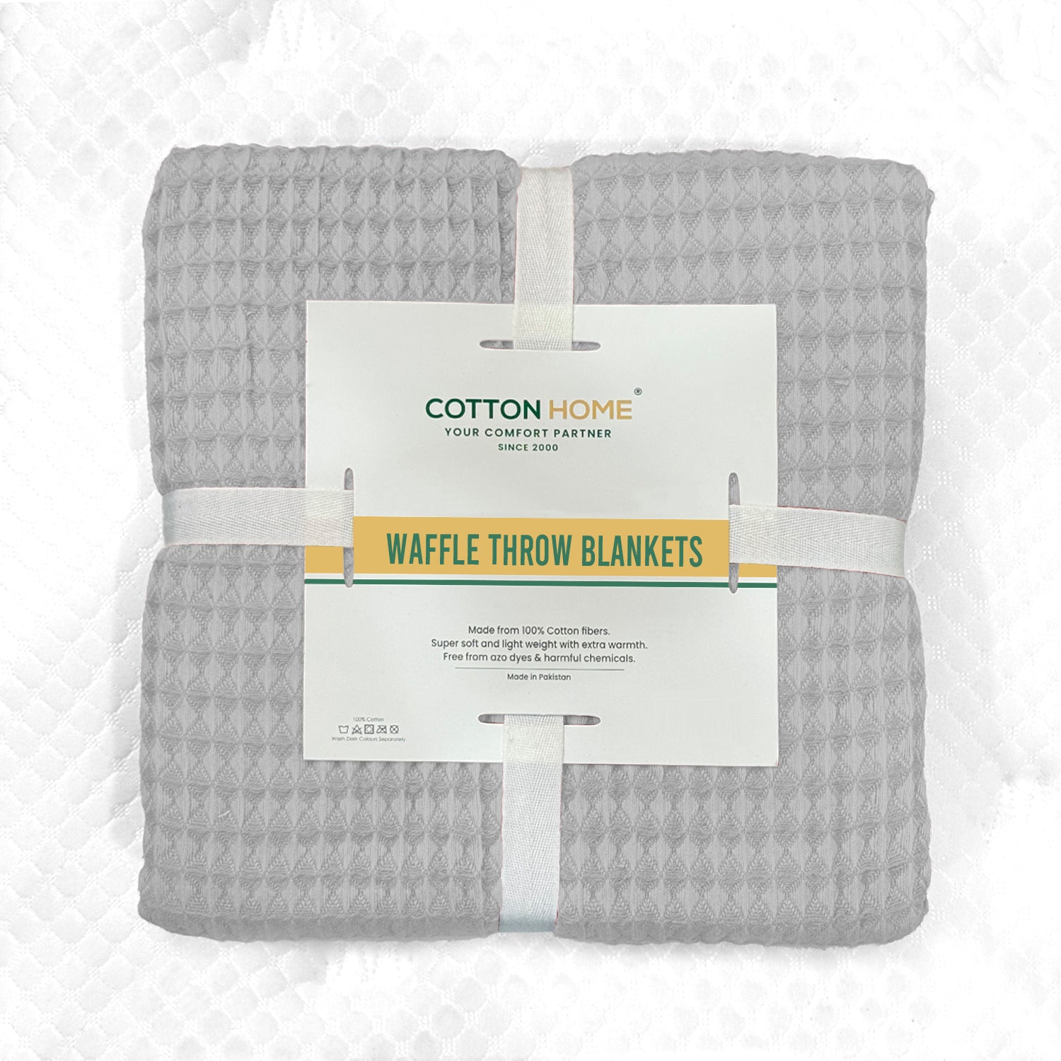 Waffle Weave Blanket 100% Cotton Geometric Throw Blanket 200x230 Silver