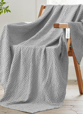Waffle Weave Blanket 100% Cotton Geometric Throw Blanket 200x230 Silver