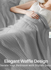Waffle Weave Blanket 100% Cotton Geometric Throw Blanket 200x230 Silver