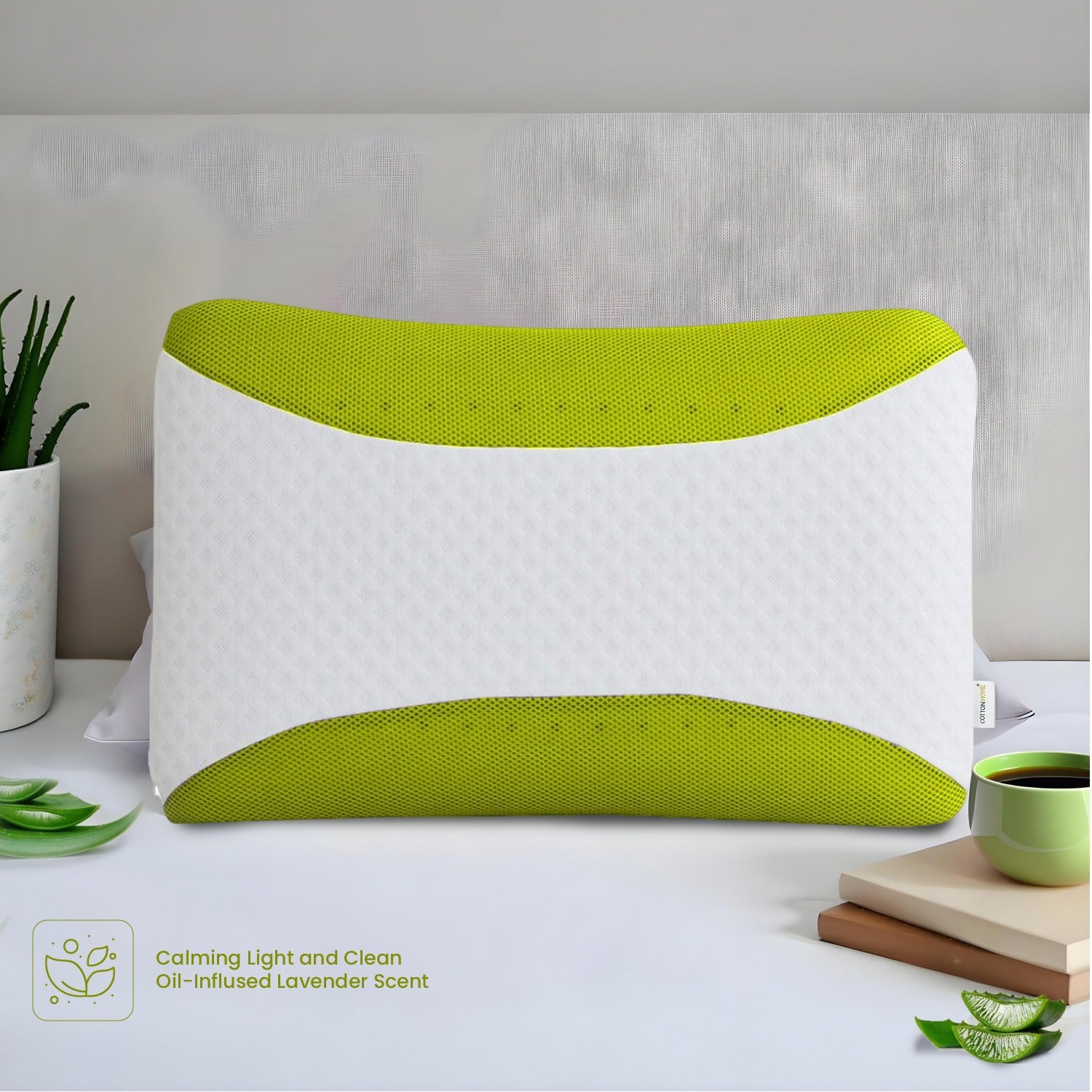 Aroma Aloe Vera Infused Ergonomic Memory Foam Pillow - Cotton Home