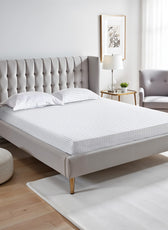 Stripe Fitted Sheet Set Super King 200x200+30cm with Pillowcases White