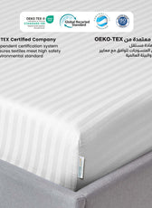 Stripe Fitted Sheet Set Super King 200x200+30cm with Pillowcases White