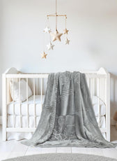 Ultra-Soft Embossed Baby Blanket – Lightweight, Cozy & Plush 140x110cm, Grey