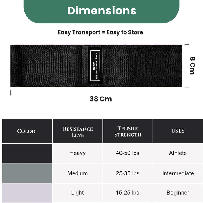 Hip Resistance Bands – Non-Slip Fabric Exercise Bands for Glutes, Legs, and Thighs – Set of 3