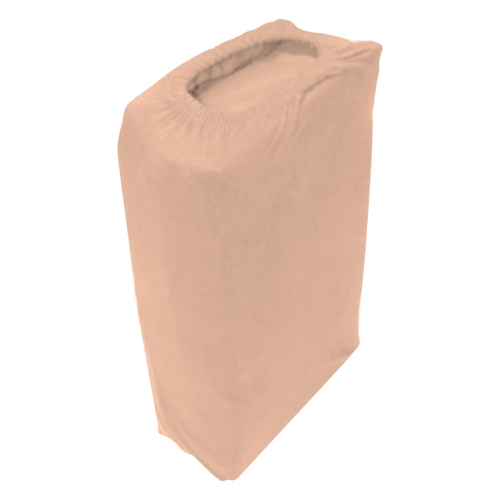 High Quality Beige Cotton Jersey Twin 3 Piece Fitted Sheet Set 160x200+30cm with Deep Pockets and 2 Pillow Case - Cotton Home