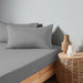 High Quality Grey Cotton Jersey Queen 3 Piece Fitted Sheet Set 180x200+30cm with Deep Pockets and 2 Pillow Case - Cotton Home