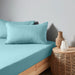 High Quality Blue Cotton Jersey King 3 Piece Fitted Sheet Set 200x200+30cm with Deep Pockets and 2 Pillow Case - Cotton Home