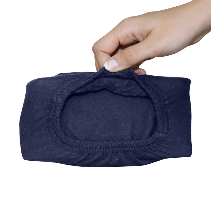 High Quality Navy Blue Cotton Jersey Queen 3 Piece Fitted Sheet Set 180x200+30cm with Deep Pockets and 2 Pillow Case - Cotton Home
