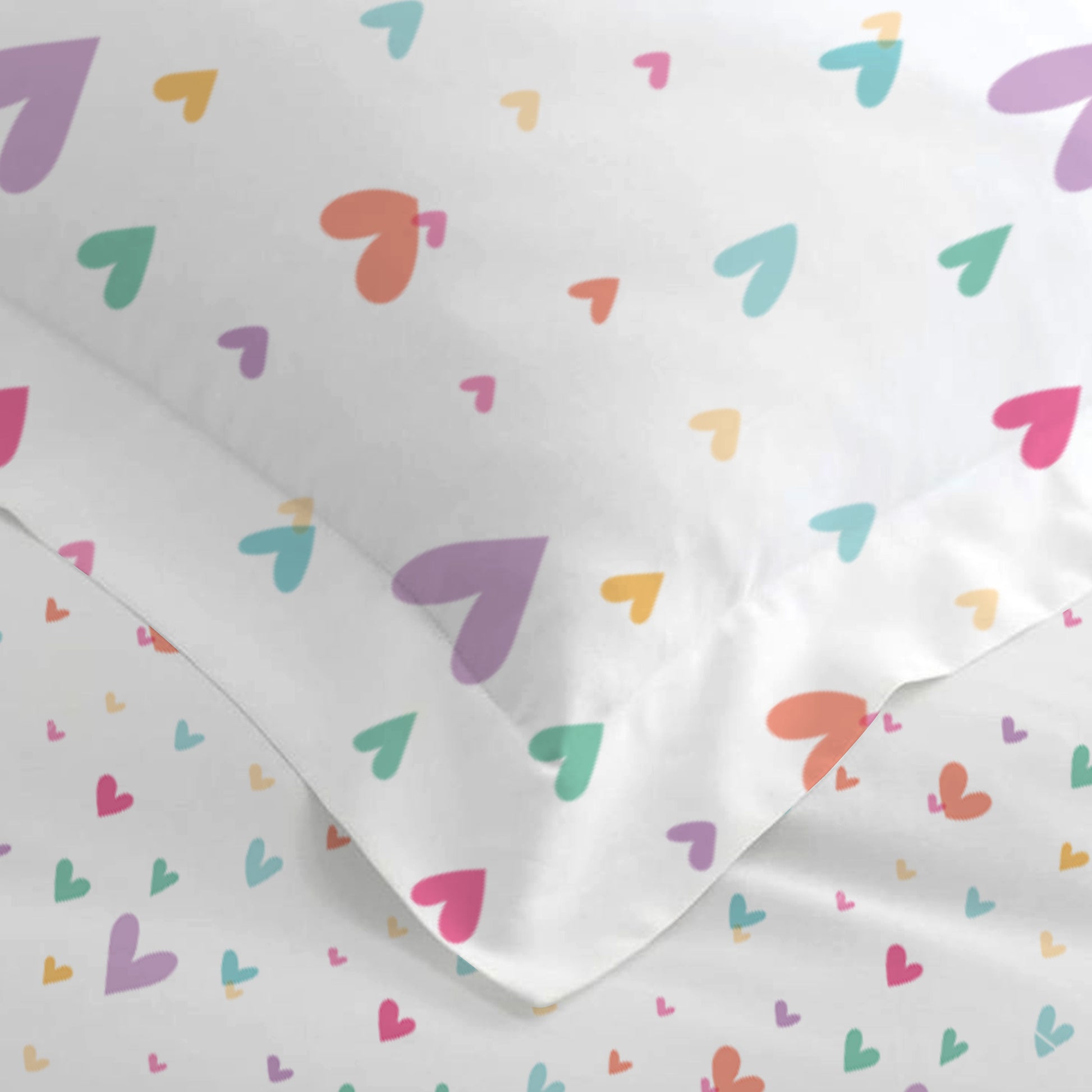 Premium Cotton 3PC Bedding Set Kids Comforter Set 135x220cm Hue Hearts