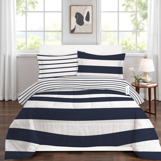 Premium Cotton 4PC Bedding Set Kids Comforter Set 160x220cm Sailor Stripes